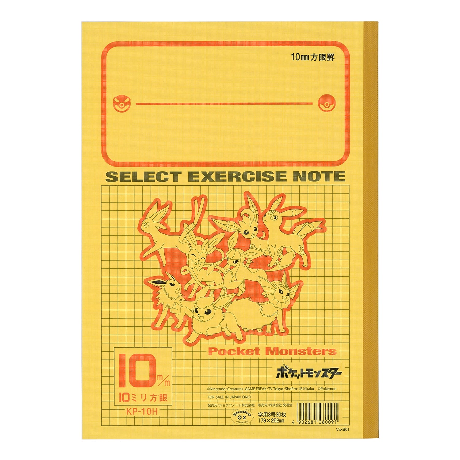 Eevee and Pikachu on the cover of this Japanese Pokemon study book, official Pokemon Center product