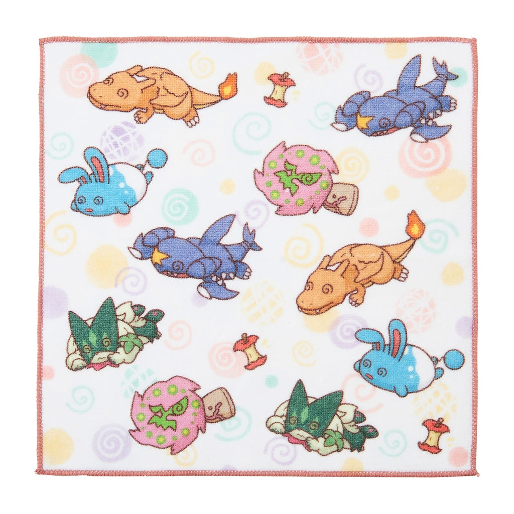 Pokemon hand towel with all-over pattern from Japan, featuring colorful anime characters