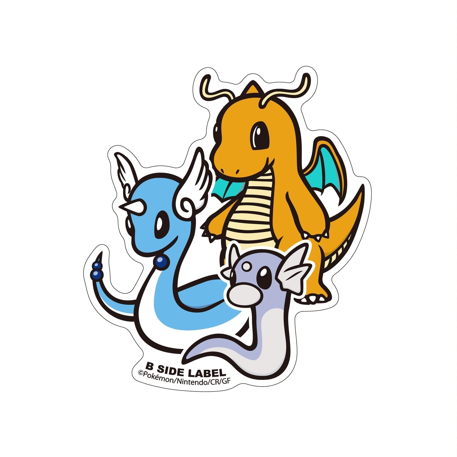 B-SIDE LABEL Pokemon Sticker Mini Ryu & Hakuryu & Kairyu from Japan, featuring colorful dragon designs