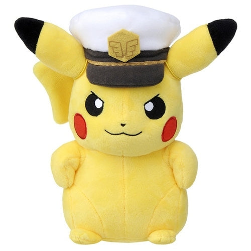 Captain Pikachu plush toy from Japan, smiling face