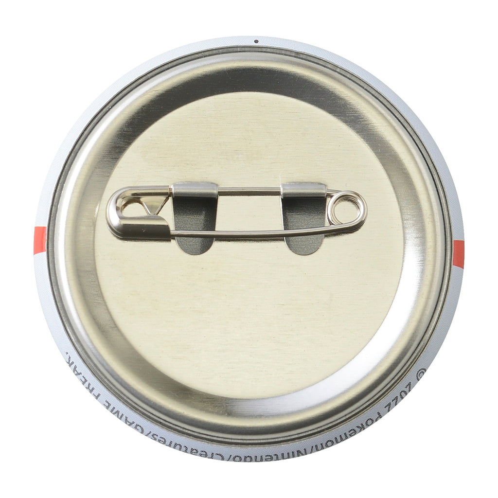 Close-up of Can Badge Premier Ball enamel pin with Pokemon logo from Japan