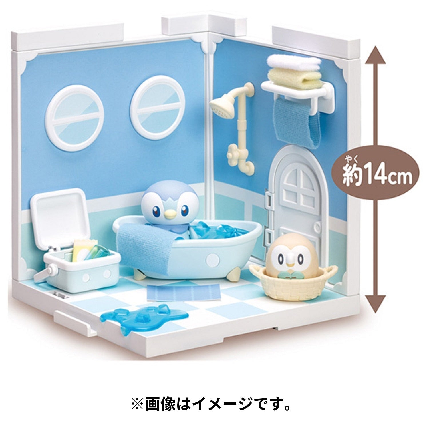 Detailed Mokuro figure from Japan, part of the Poke Peace House Bathroom set