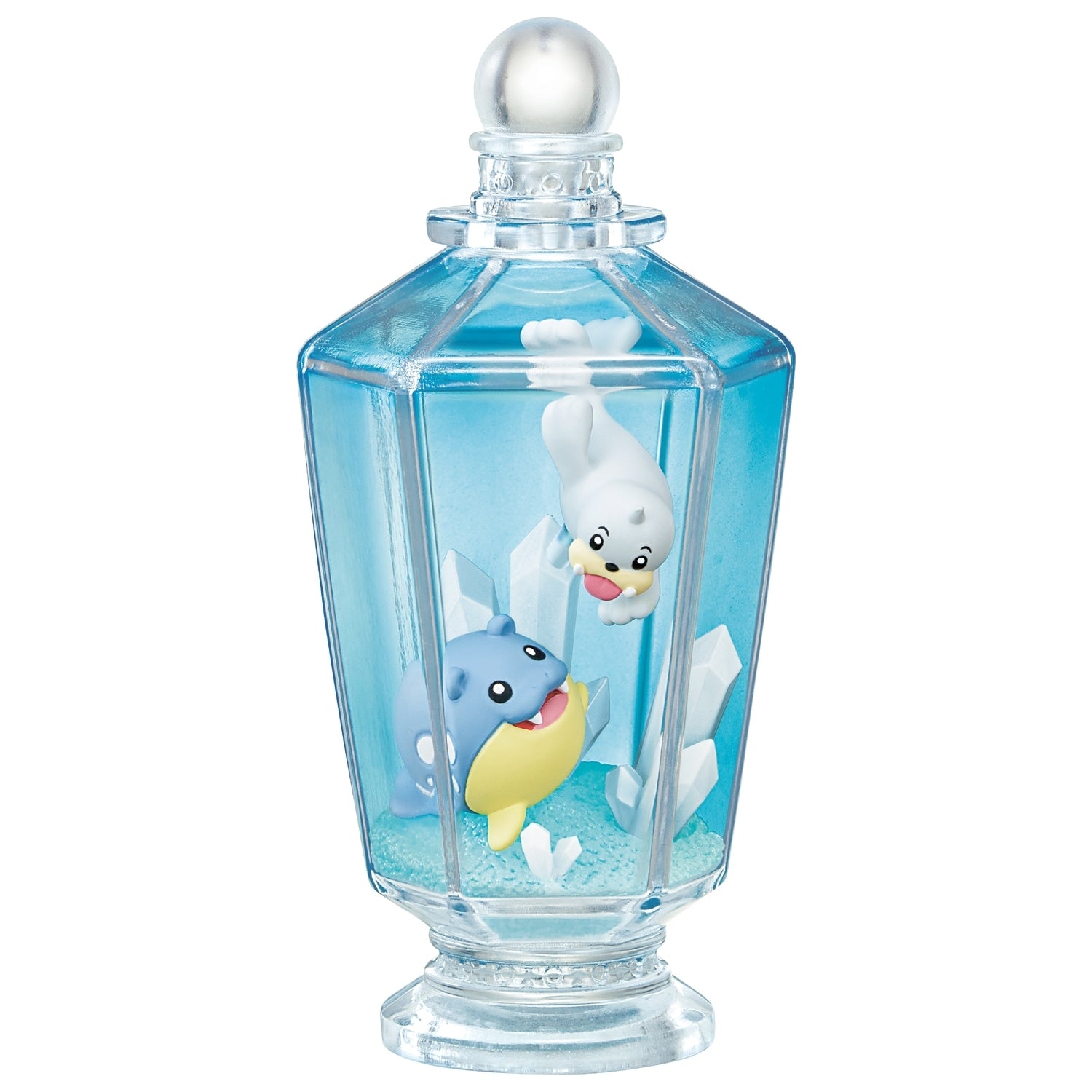 Rear view of AQUA BOTTLE figure packaging, highlighting Japanese text and authenticity
