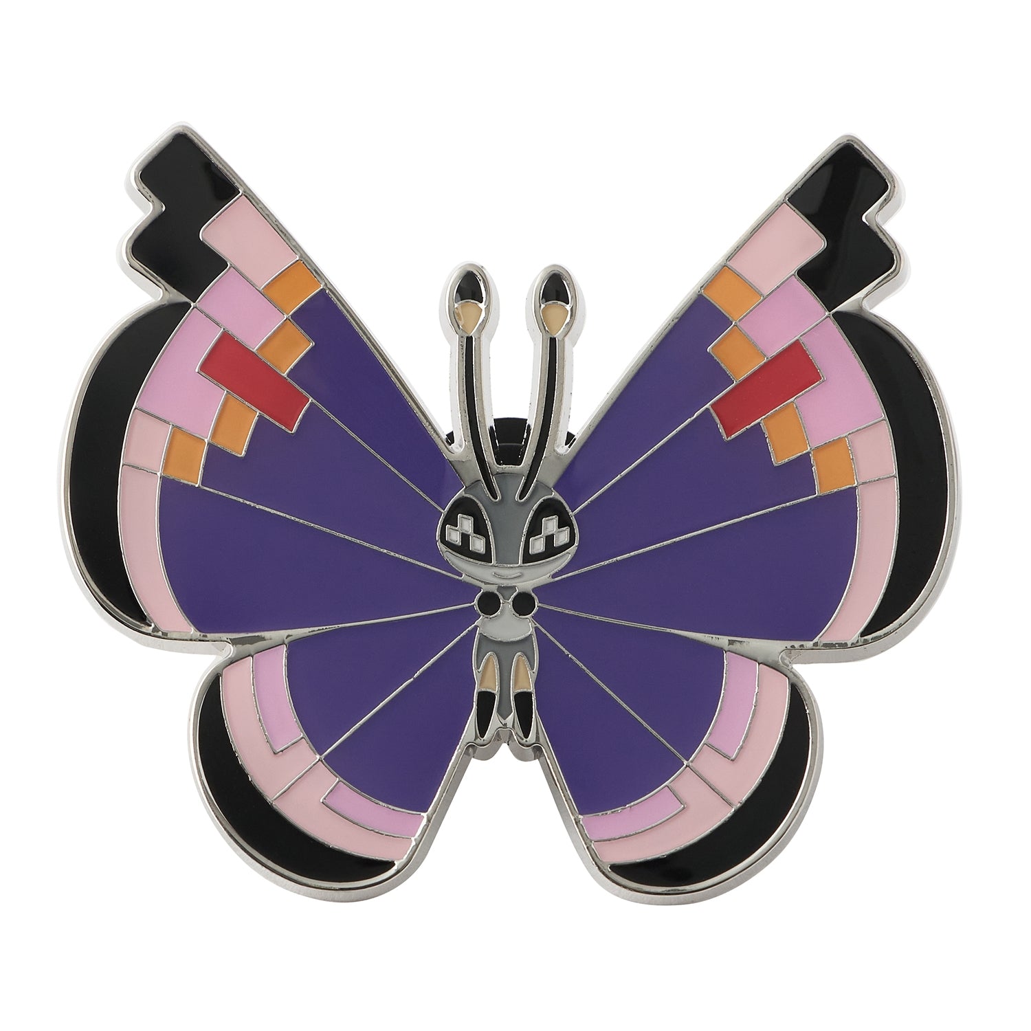 Japanese collectible Vivillon pin from Pokemon Center Japan, with vibrant colors and Bug/Flying-type design
