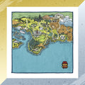 Pokemon Hand Towel Johto Region Map with vibrant colors from Japan