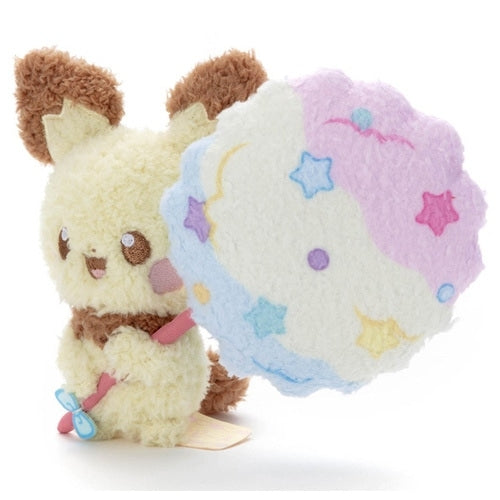 Authentic Japanese Pichu plushie with detailed sweets design from KADO Japan
