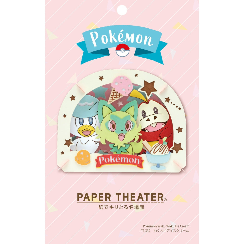 Waku Waku Ice Cream Vendor Paper Theater collectible from Japan, detailed Pokemon character design