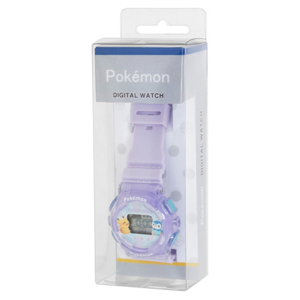 Close-up of Pokemon Digital Watch Purple face, showcasing Japanese details