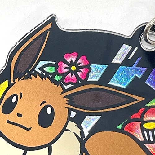 Back view of Eevee keychain with Japan import mark