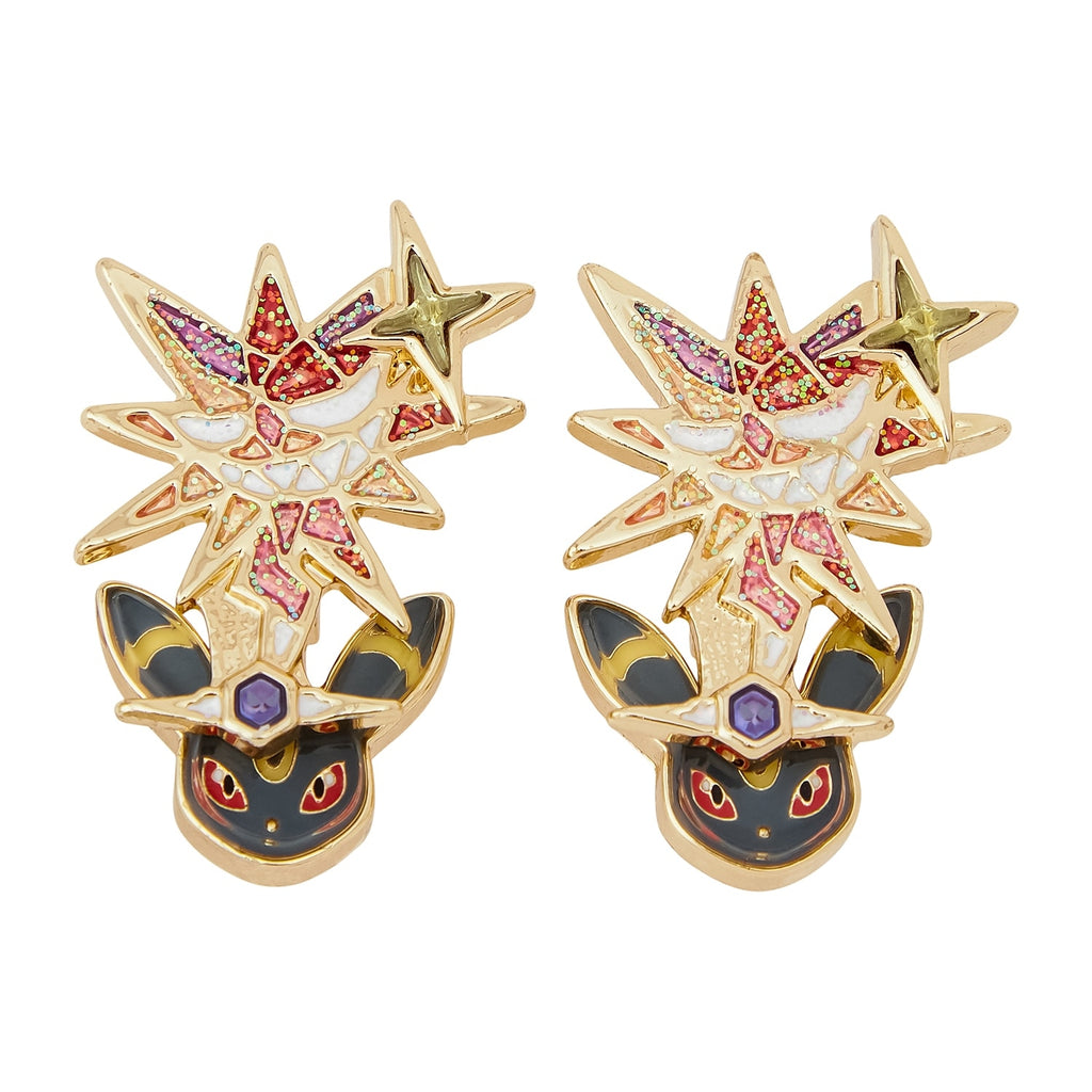 Pokémon Aku Terrace Star Blackie earrings from Japan, black and white design