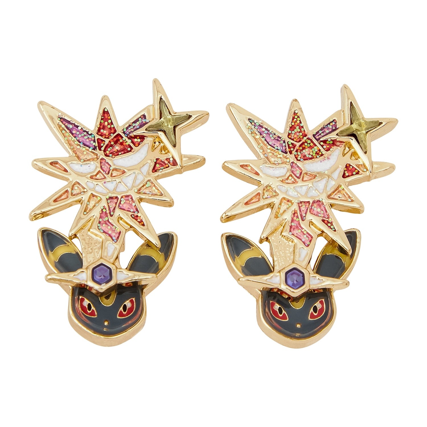 Pokémon Aku Terrace Star Blackie earrings from Japan, black and white design