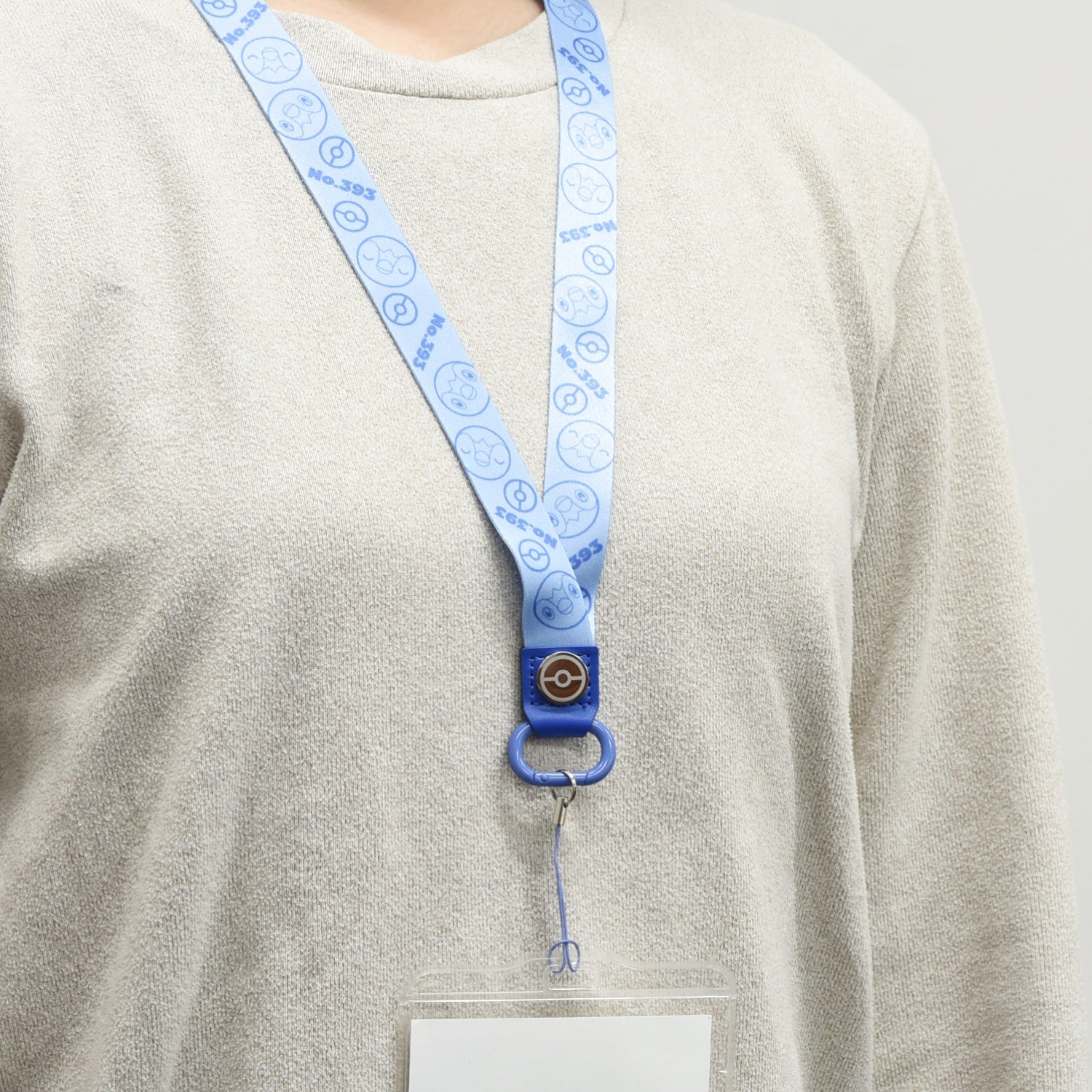 Close-up of Piplup neck strap with collector quality details from Pokemon Center Japan