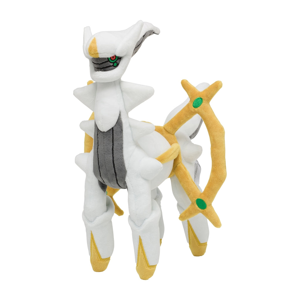 Authentic Pokemon Arceus stuffed toy with vibrant colors, made in Japan