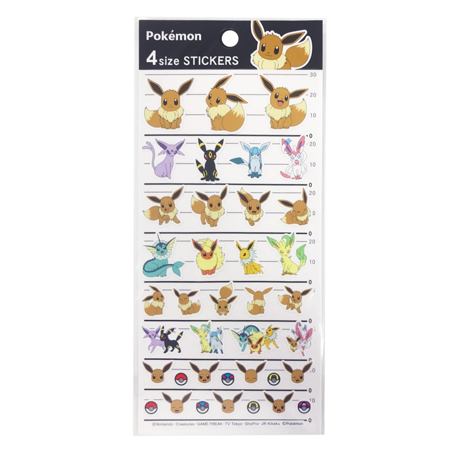 Eevee sticker from Japan, featuring 4SIZE design with Evolution Pokemon character, sourced from Pokemon Center Online