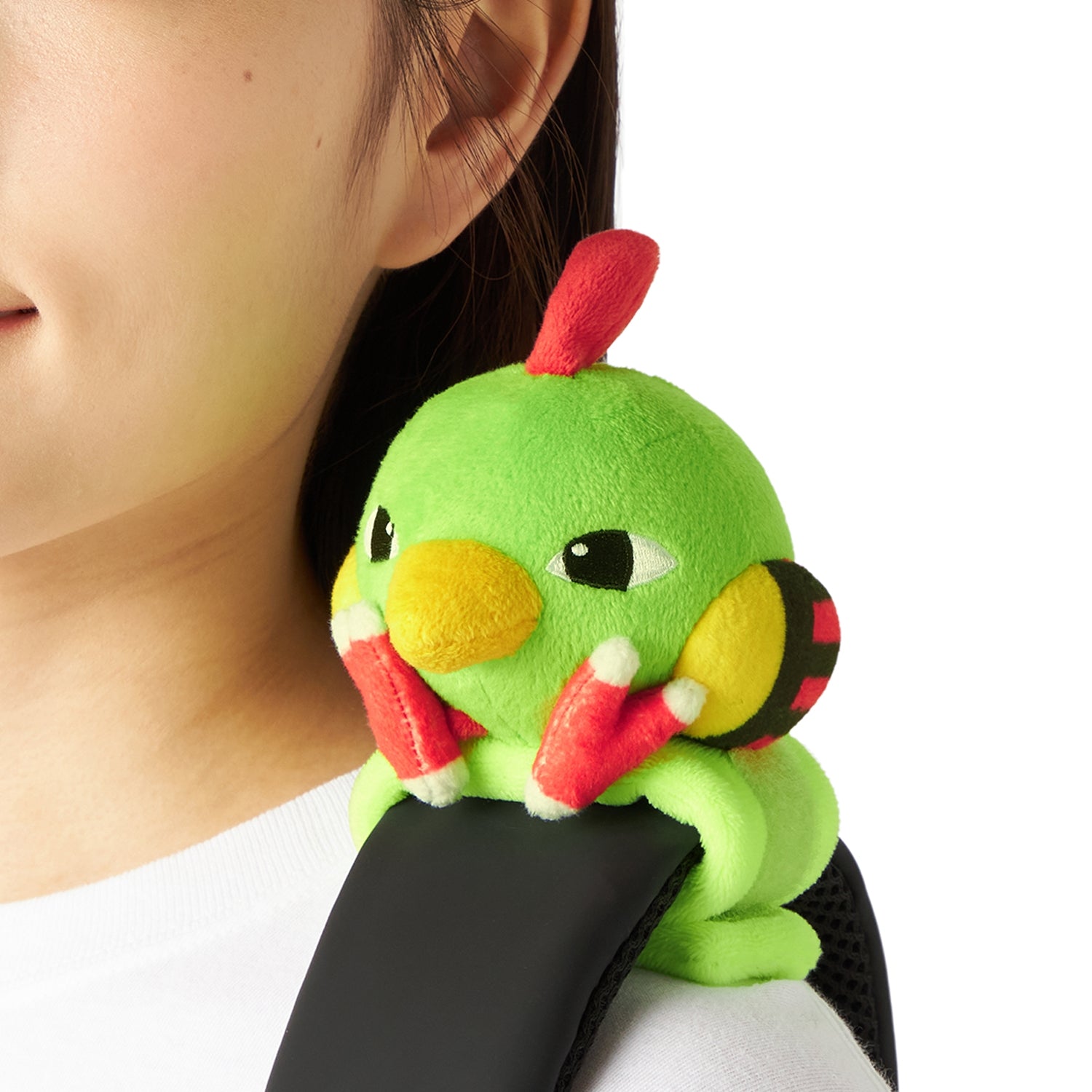 Close-up of Natie plushie's face with intricate details from Japan