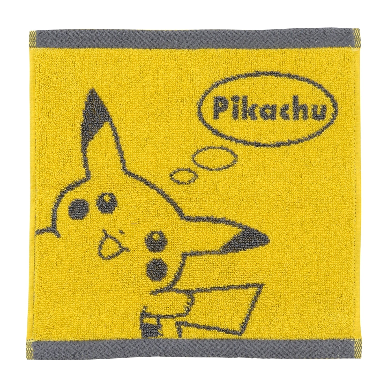 Pikachu hand towel with yellow design from Japan, featuring Pokémon Center logo