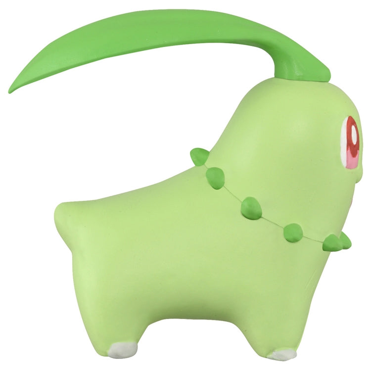 Authentic Japanese Moncolle Chikorita collectible, front view