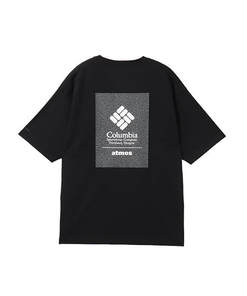 Columbia x atmos Back Patch T-shirt, blue with white patch, from Japan