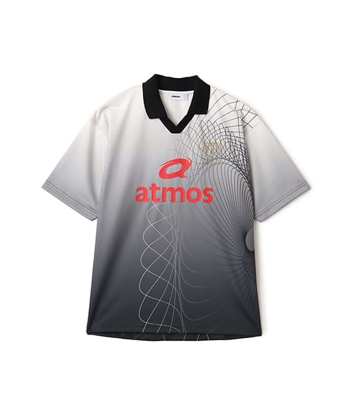 atmos Soccer Jersey Game Polo Shirt - White and Blue Jersey with Japanese design from Japan