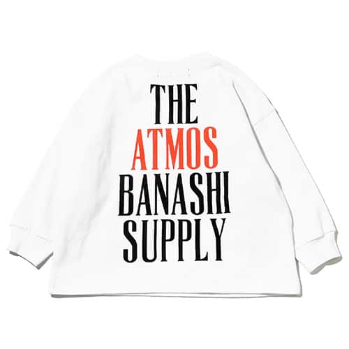 THE OTOGIBANASHI SUPPLY x atmos L/S KIDS TEE, white graphic tee with Japanese characters from Japan