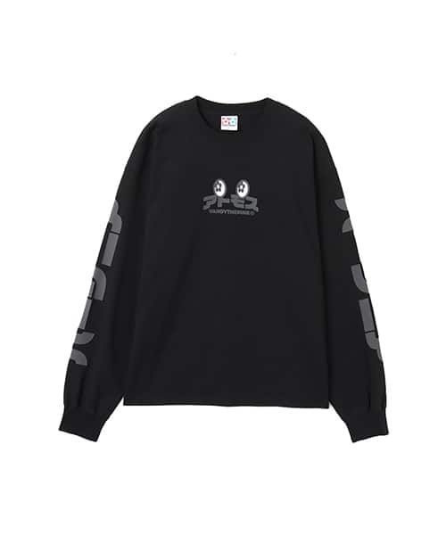 VANDYTHEPINK x ATMOS Japanese Logo L/S Tee - White logo on black tee from Japan